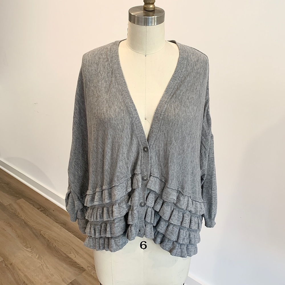 Grey ruffle cardigan